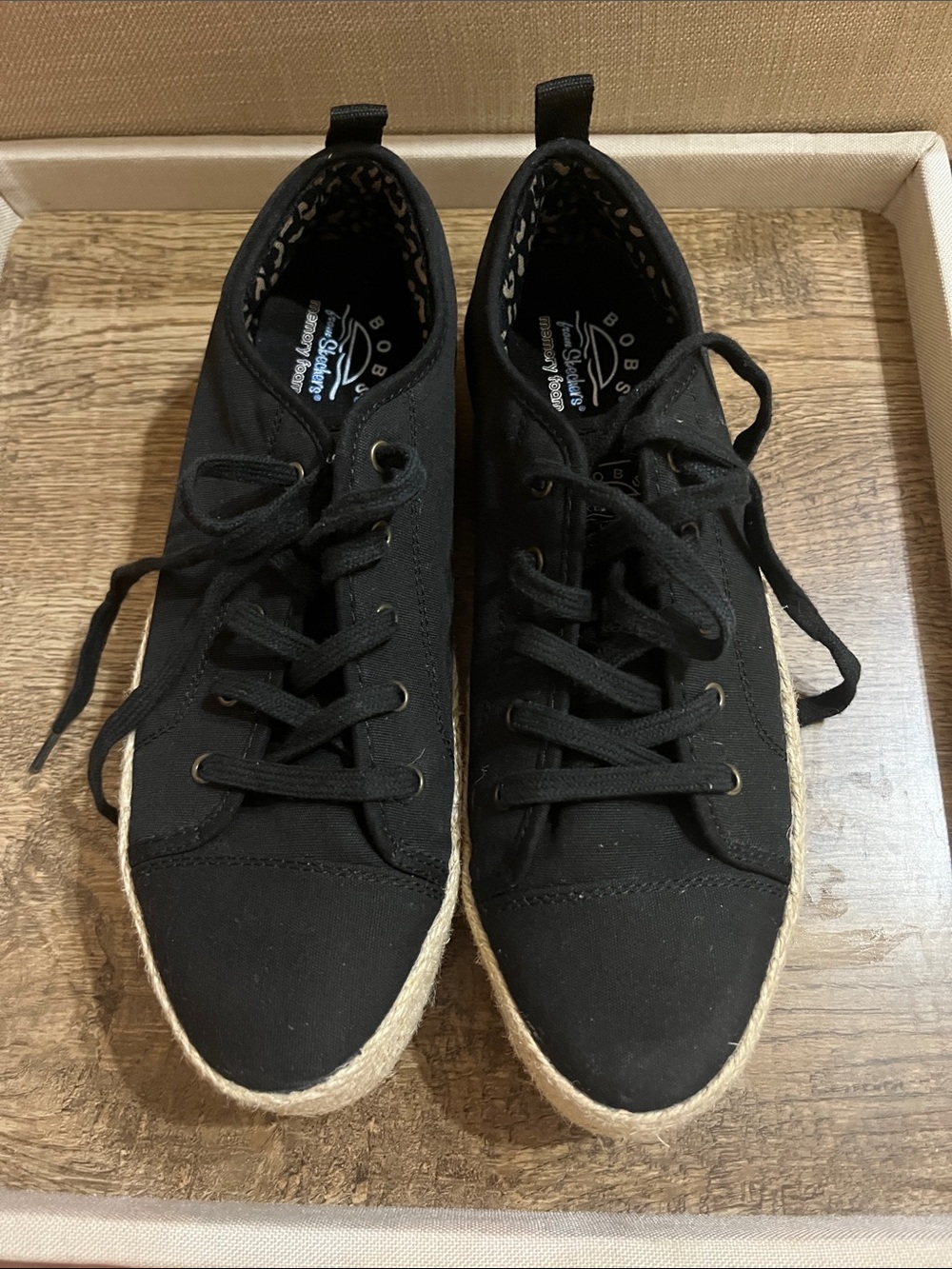 BOBS from Skechers Black Canvas Espadrille Sneakers
